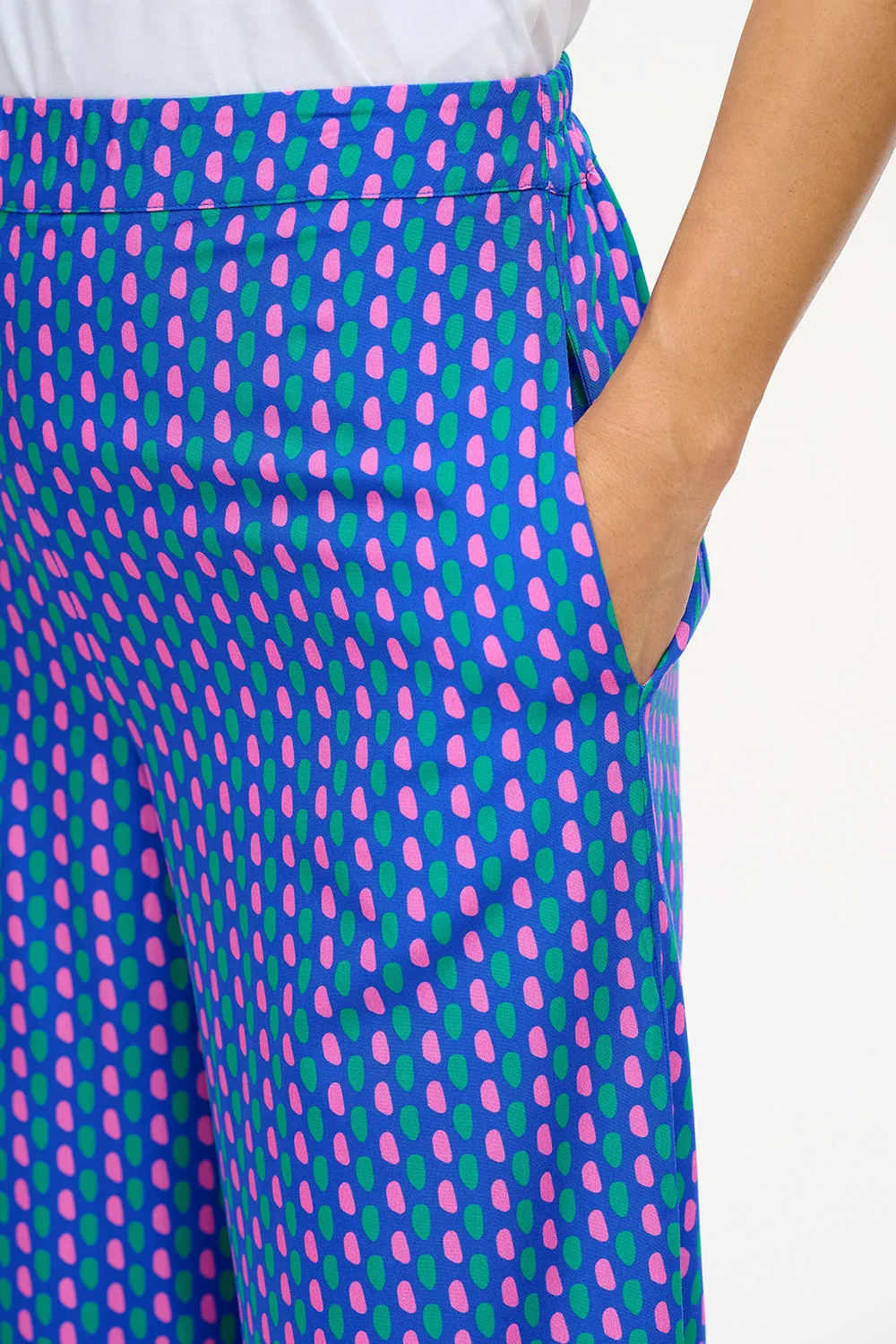 Patsy Palazzo Pants - Blue, Dotted Lines