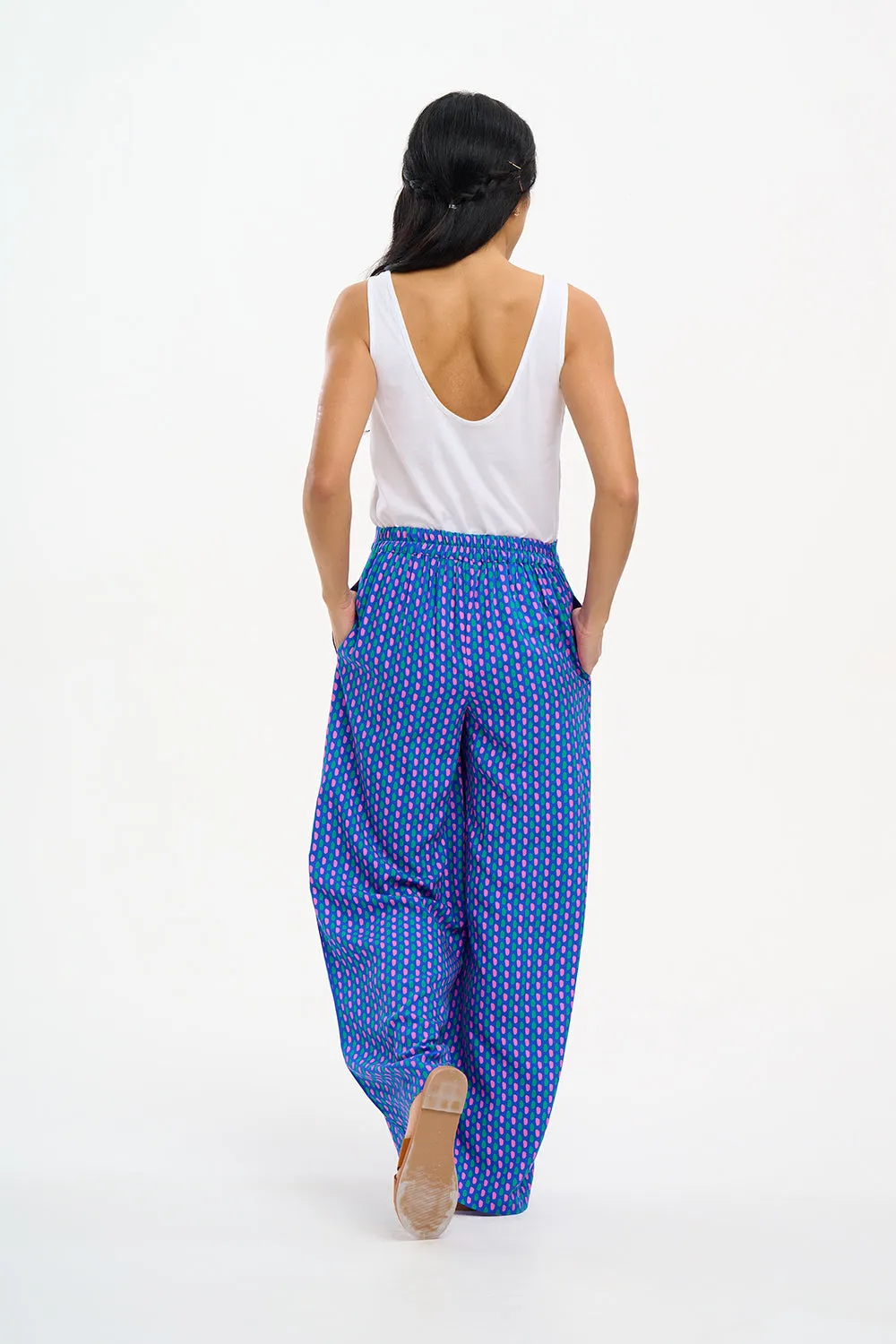 Patsy Palazzo Pants - Blue, Dotted Lines