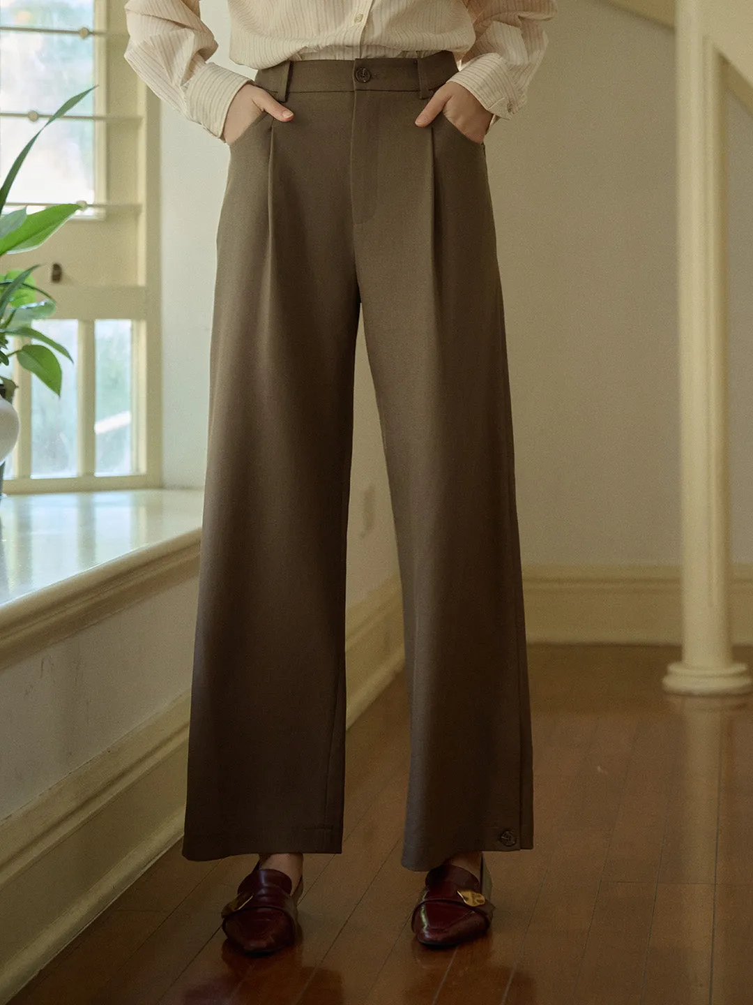 Penny Mid-rise Straight-Leg Slit Trousers