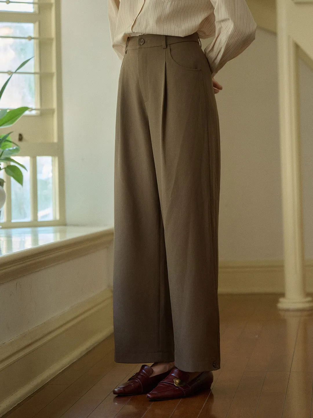 Penny Mid-rise Straight-Leg Slit Trousers