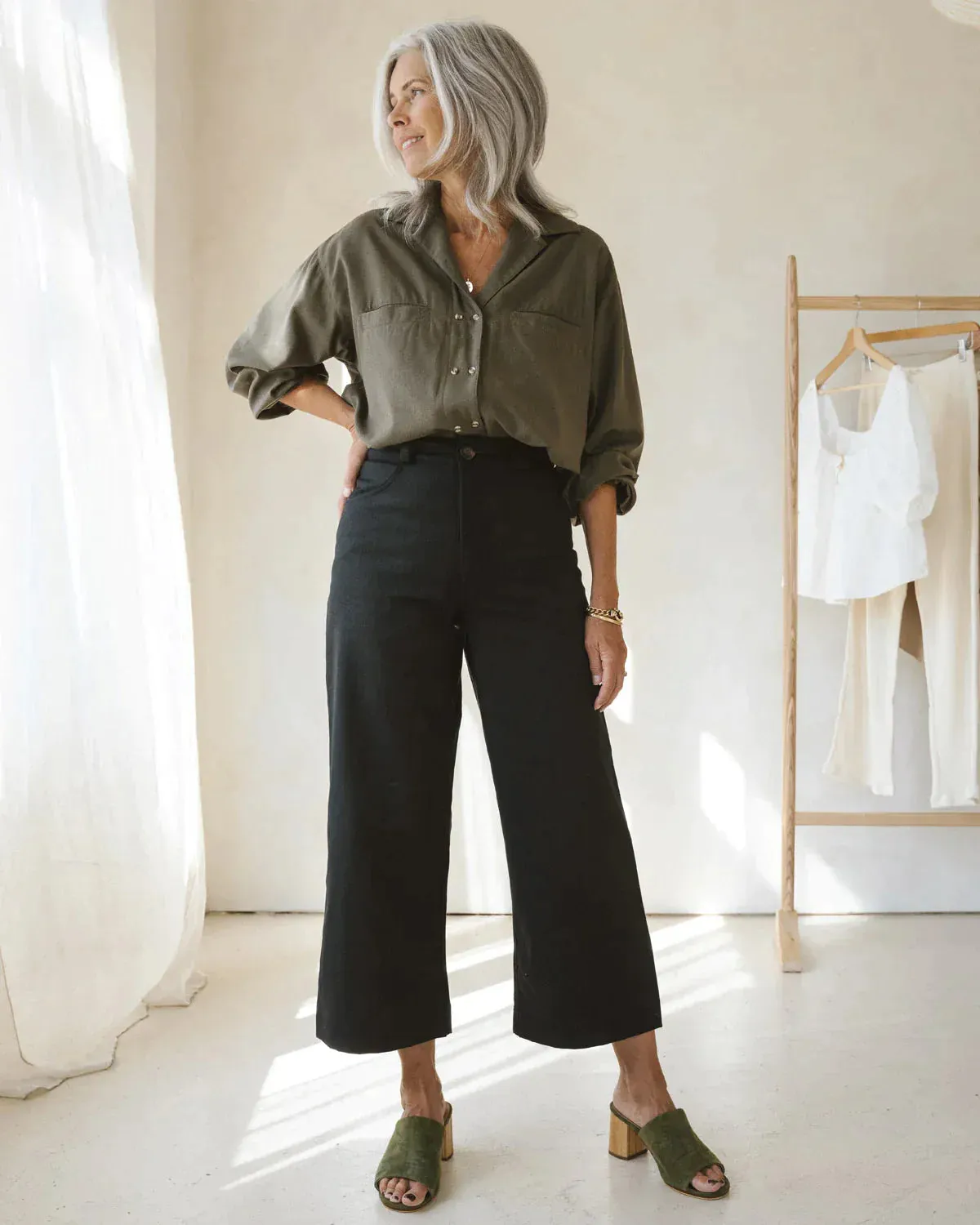 Pierrot Pant in Black Hemp/Cotton