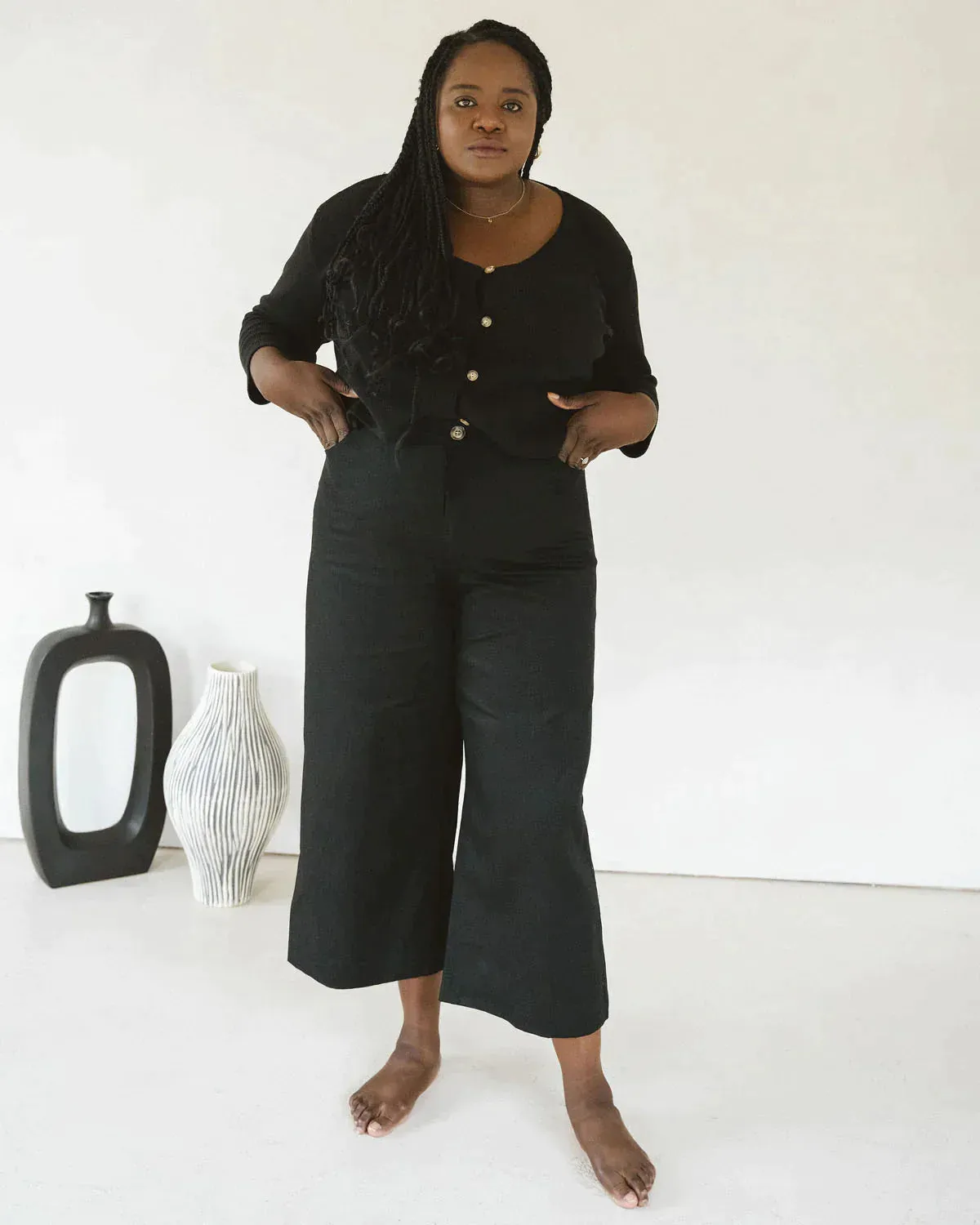 Pierrot Pant in Black Hemp/Cotton