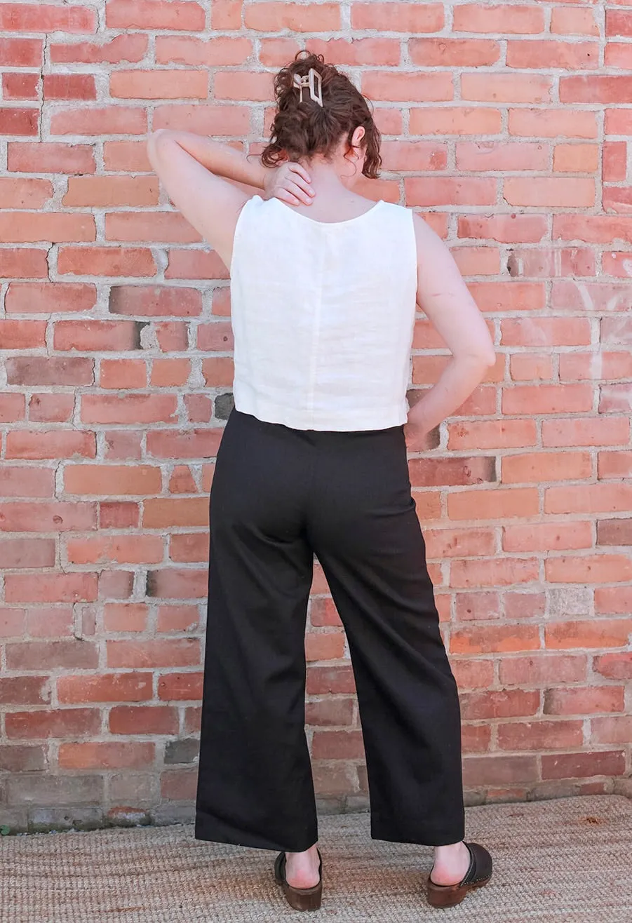 Pierrot Pant in Black Hemp/Cotton