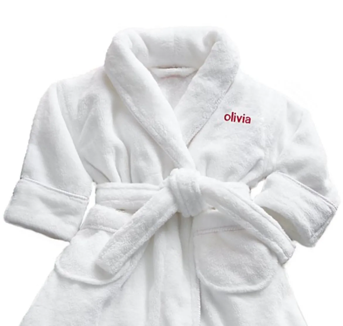 Plush toddler and youth size hooded bathrobe