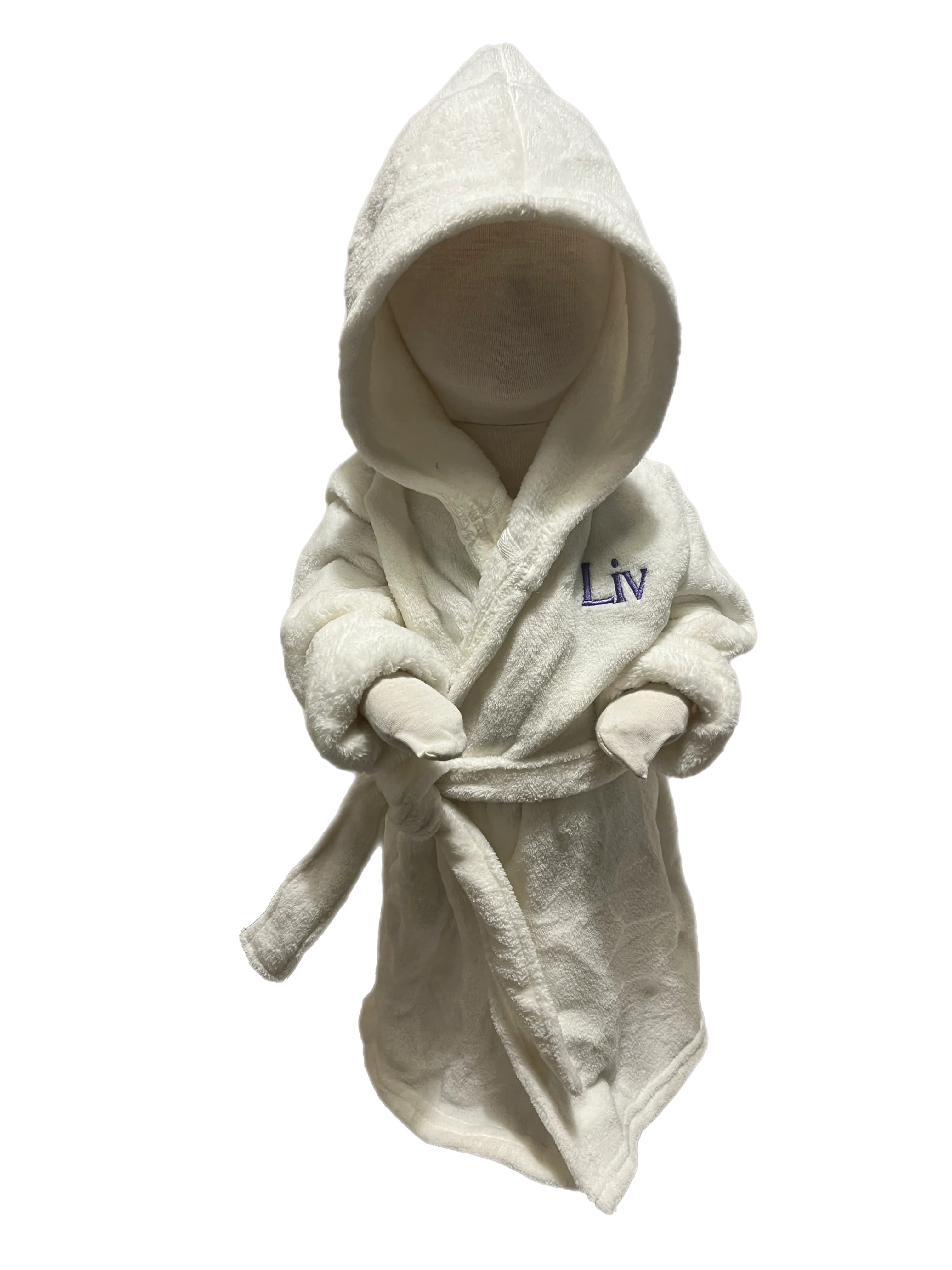 Plush toddler and youth size hooded bathrobe