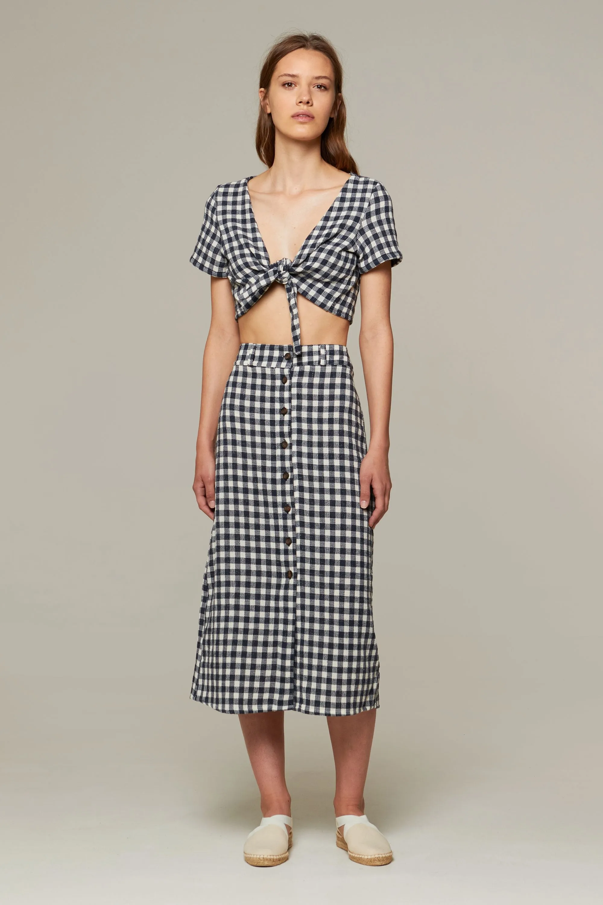 reversible margarita top navy gingham<br> by Rita Row