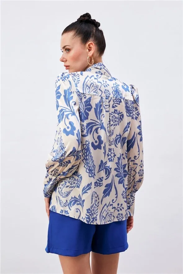 Scarf Patterned Shirt - Blue