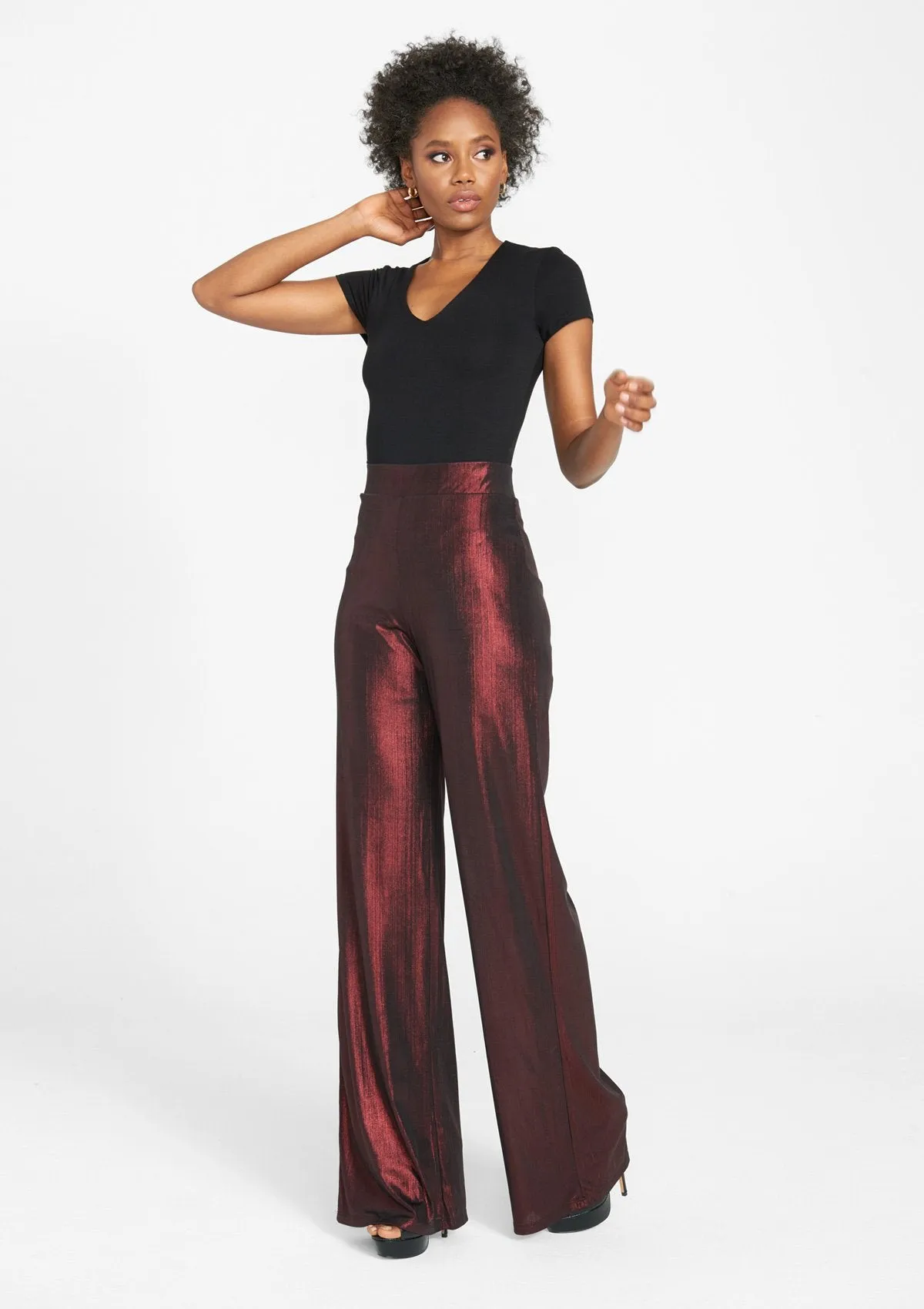 Tall Metallic Wide Leg Pant