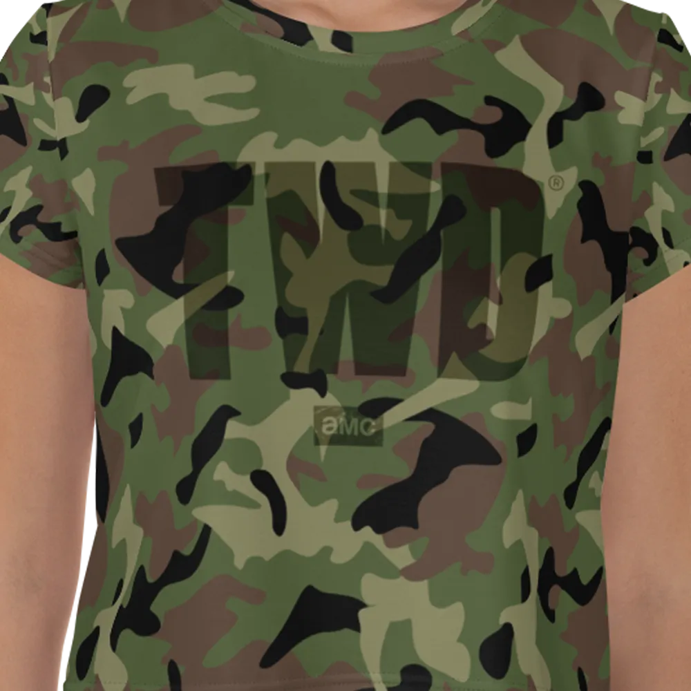 The Walking Dead Camo Logo Women's All-Over Print Crop T-Shirt