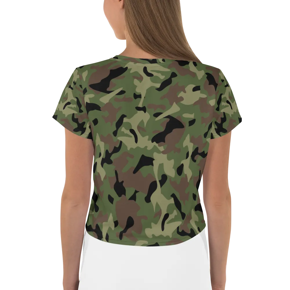 The Walking Dead Camo Logo Women's All-Over Print Crop T-Shirt