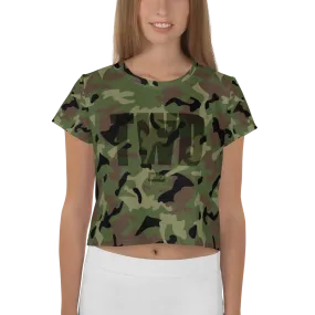 The Walking Dead Camo Logo Women's All-Over Print Crop T-Shirt