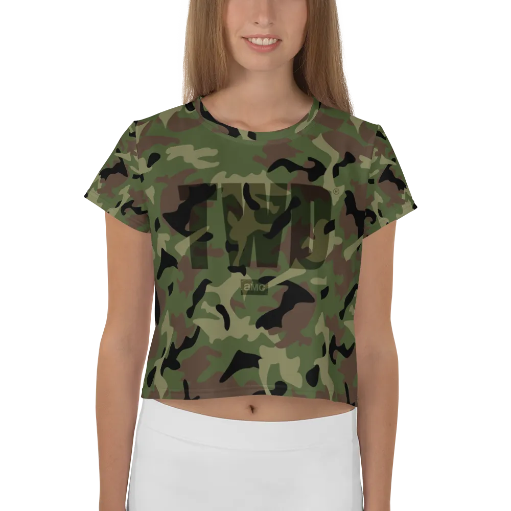 The Walking Dead Camo Logo Women's All-Over Print Crop T-Shirt