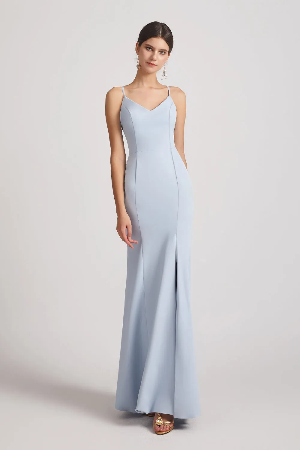 V-Neck Spaghetti Straps Trumpet Maxi Dresses (AF0179)