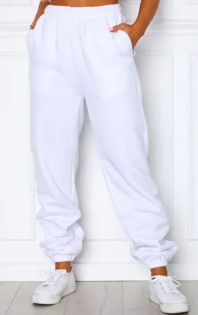 White Cuffed Joggers