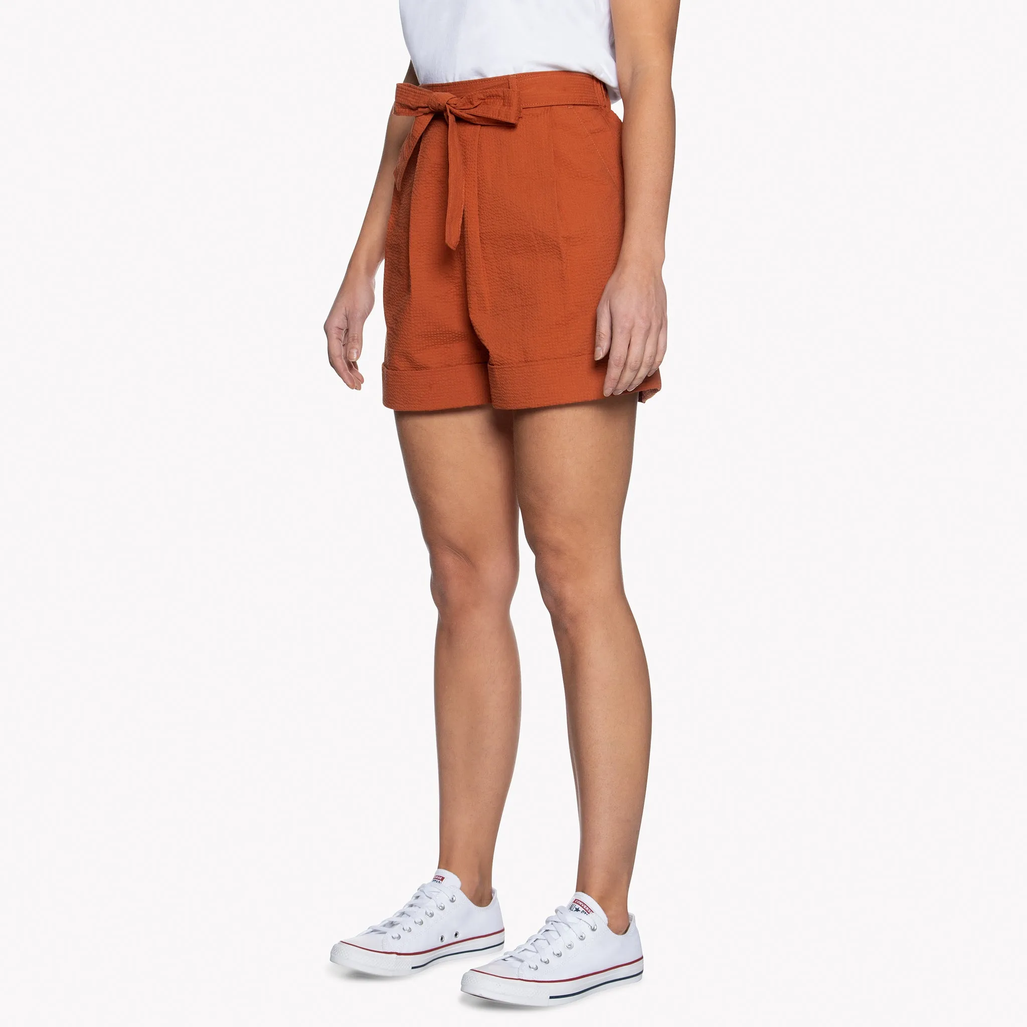 Wide Cuffed Short - Seersucker 40s - Burnt Orange