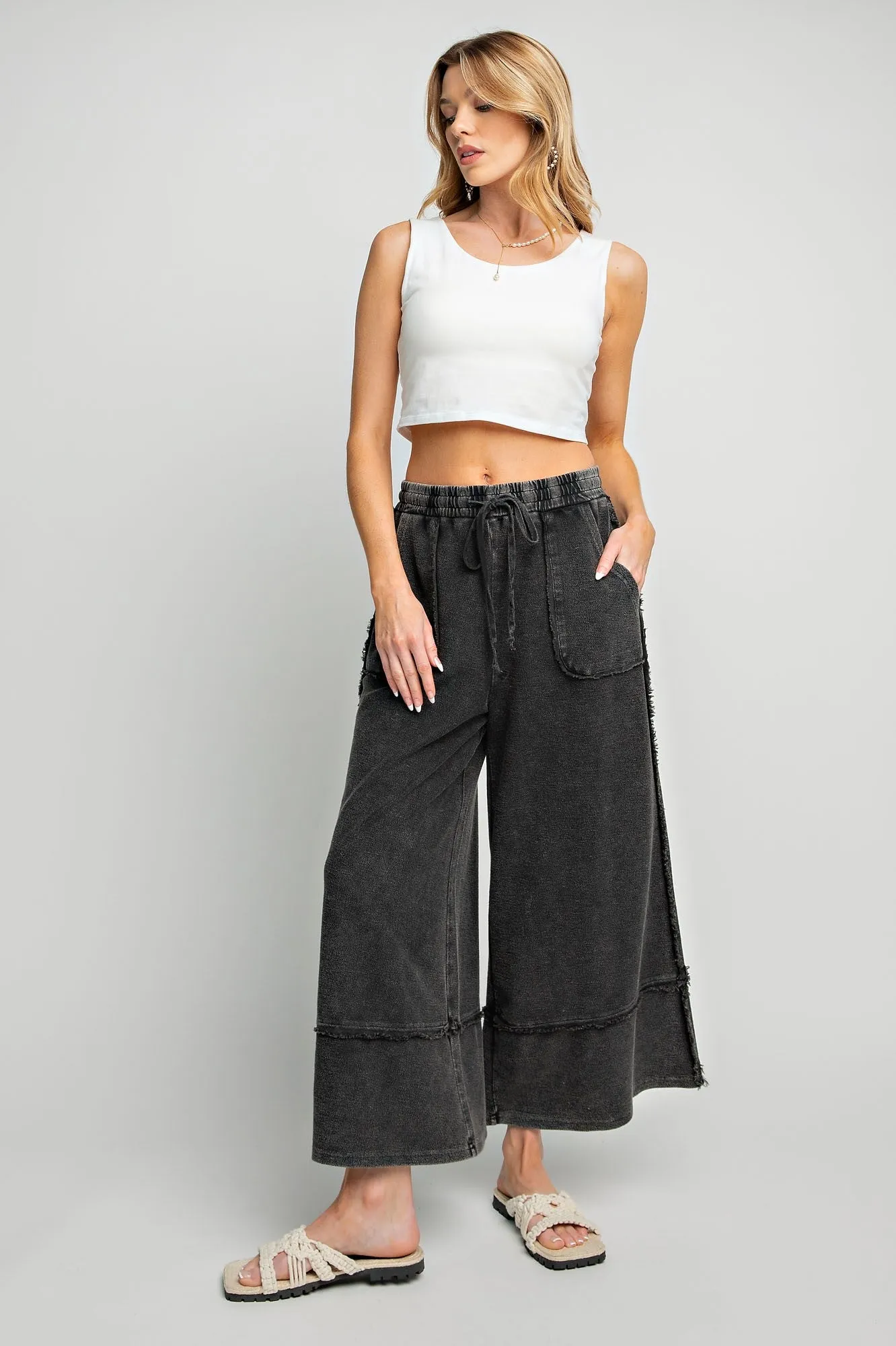 Wide Leg Palazzo Pants in Black (S-3X)