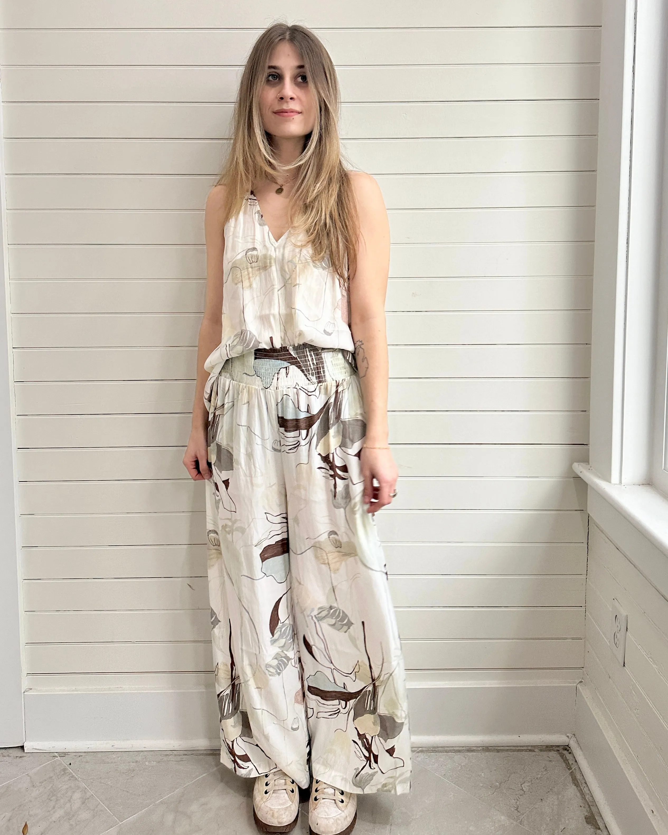 Wide leg Printed Pants