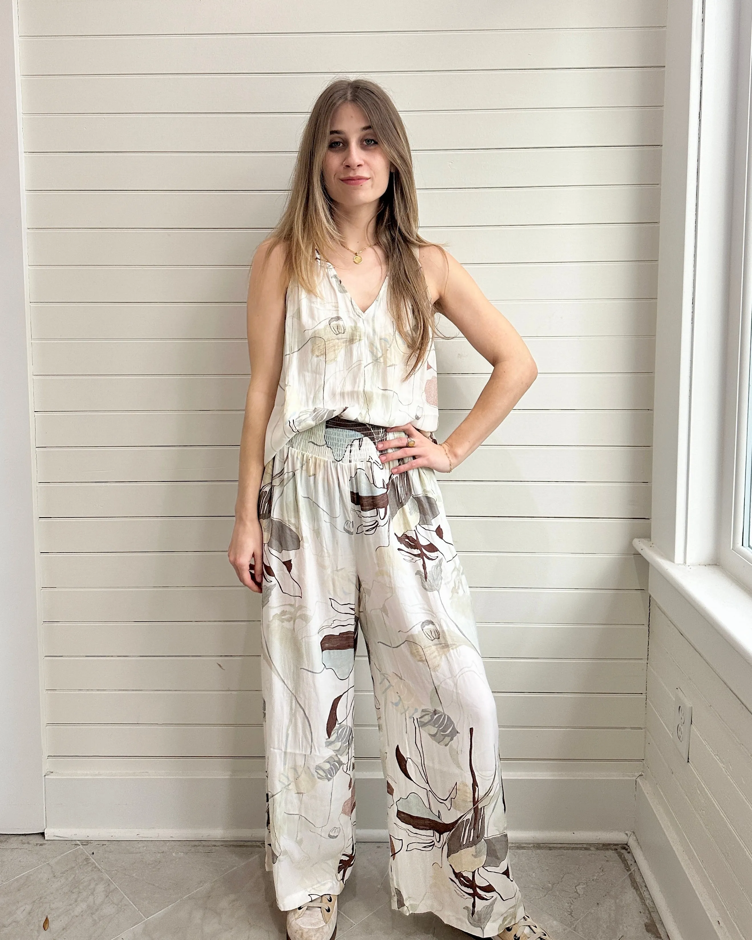 Wide leg Printed Pants