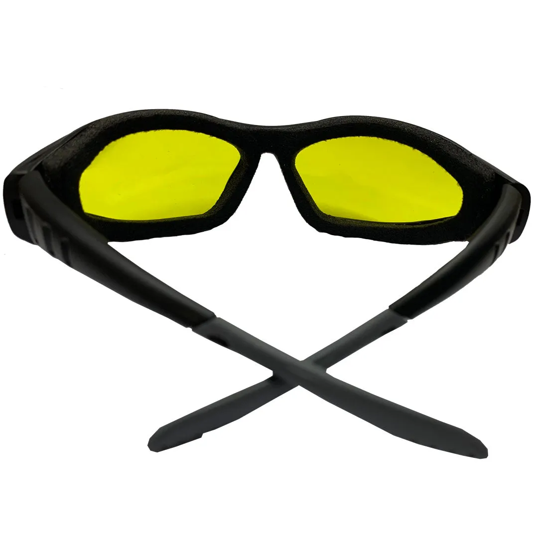 Windmaster II Yellow Lens Fat Skeleton Foam Padded Rider Glasses & hard case