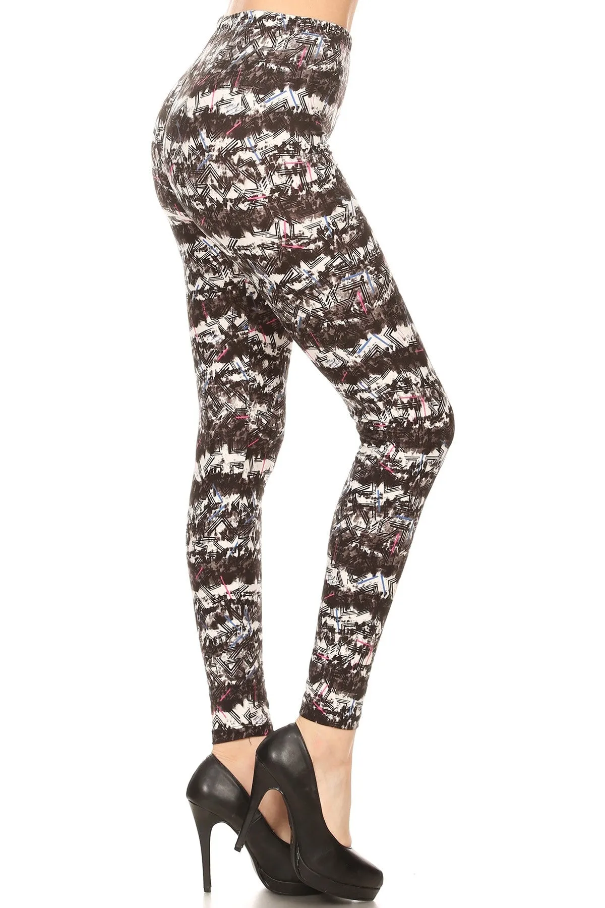 Women's Regular Abstract Chevron Pattern Printed Leggings