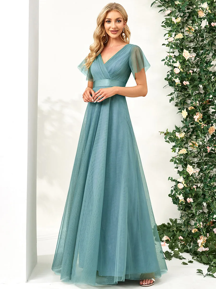 Women's V-Neck A-Line Floor-Length Wholesale Bridesmaid Dresses