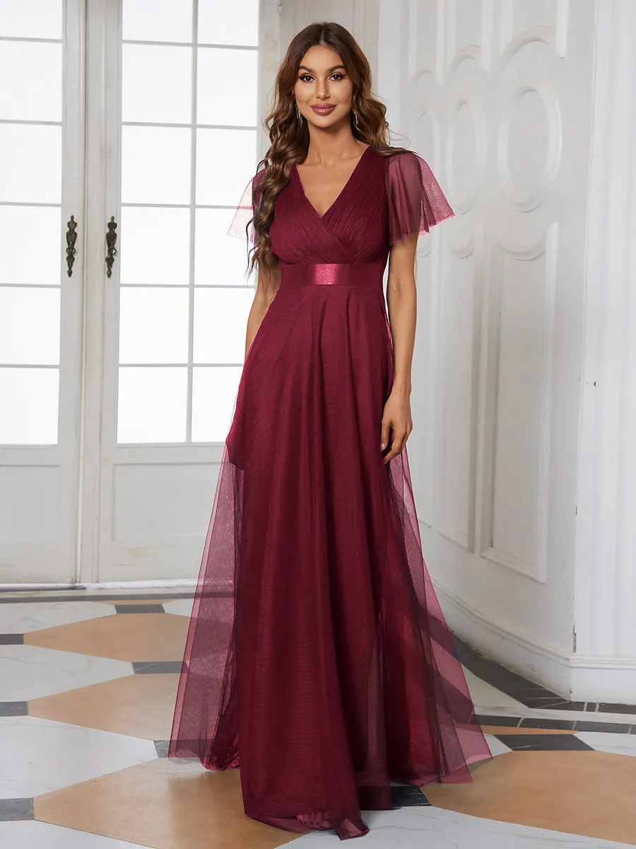 Women's V-Neck A-Line Floor-Length Wholesale Bridesmaid Dresses