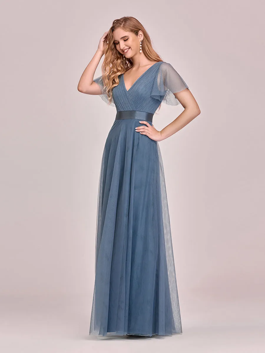 Women's V-Neck A-Line Floor-Length Wholesale Bridesmaid Dresses