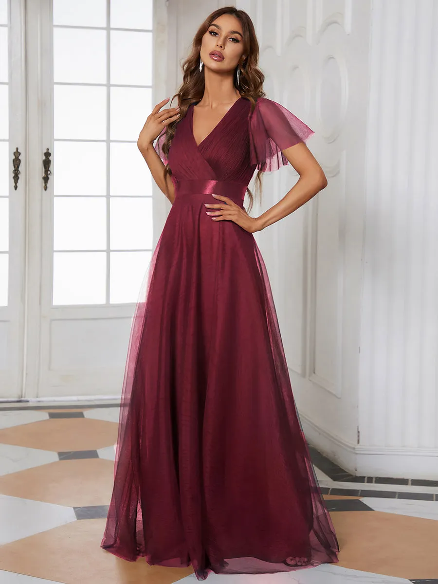 Women's V-Neck A-Line Floor-Length Wholesale Bridesmaid Dresses