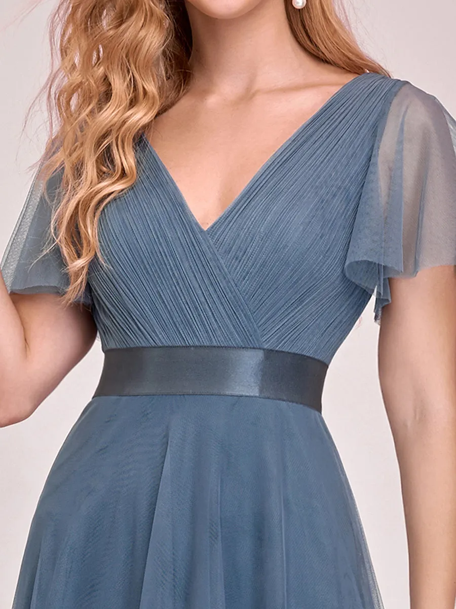 Women's V-Neck A-Line Floor-Length Wholesale Bridesmaid Dresses