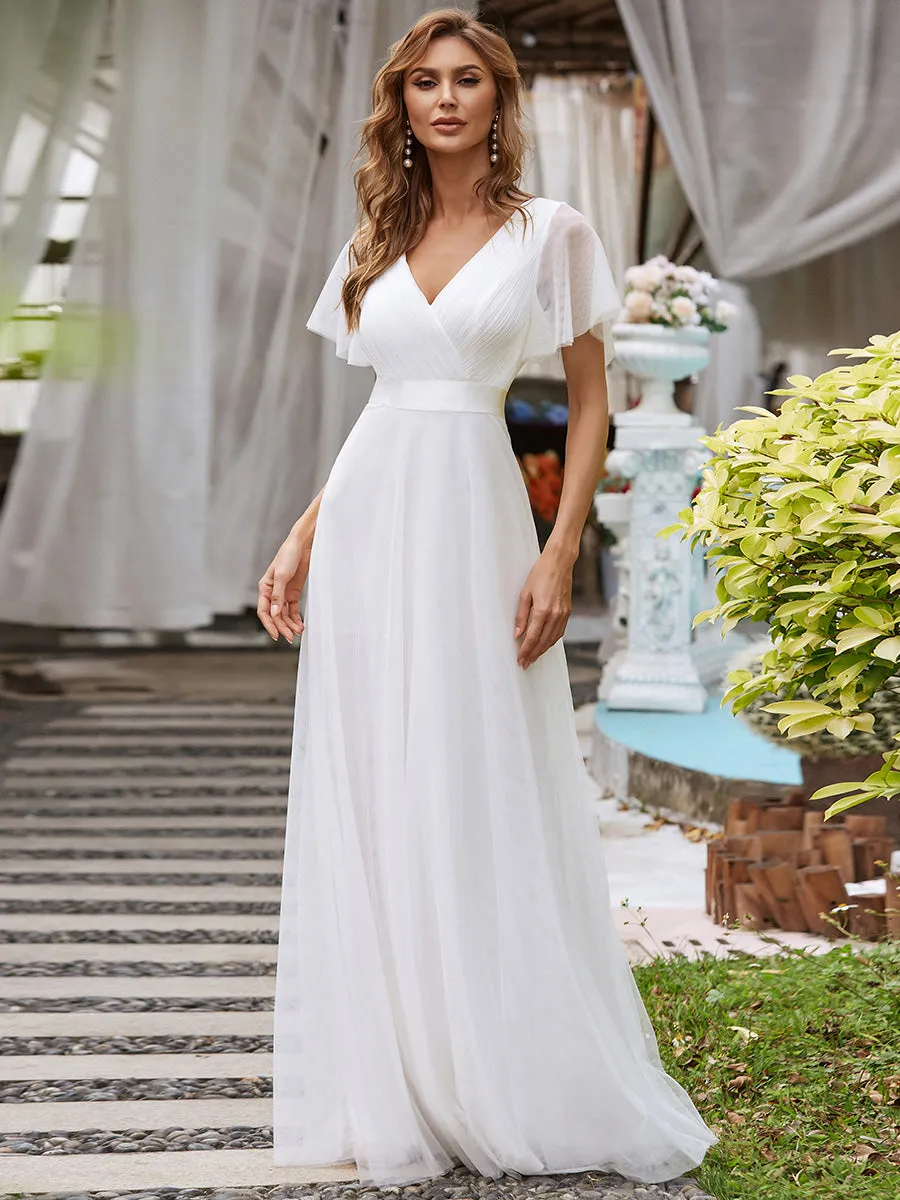 Women's V-Neck A-Line Floor-Length Wholesale Bridesmaid Dresses