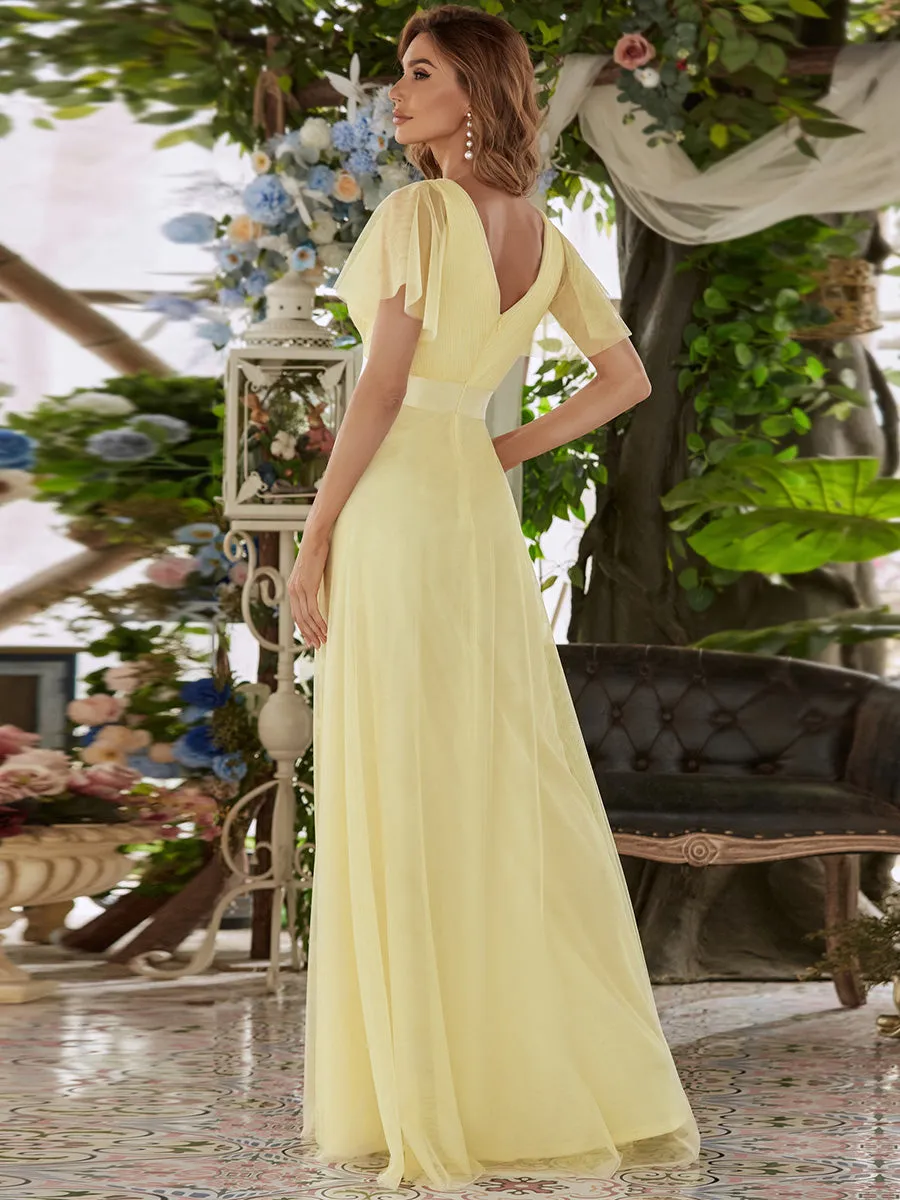 Women's V-Neck A-Line Floor-Length Wholesale Bridesmaid Dresses