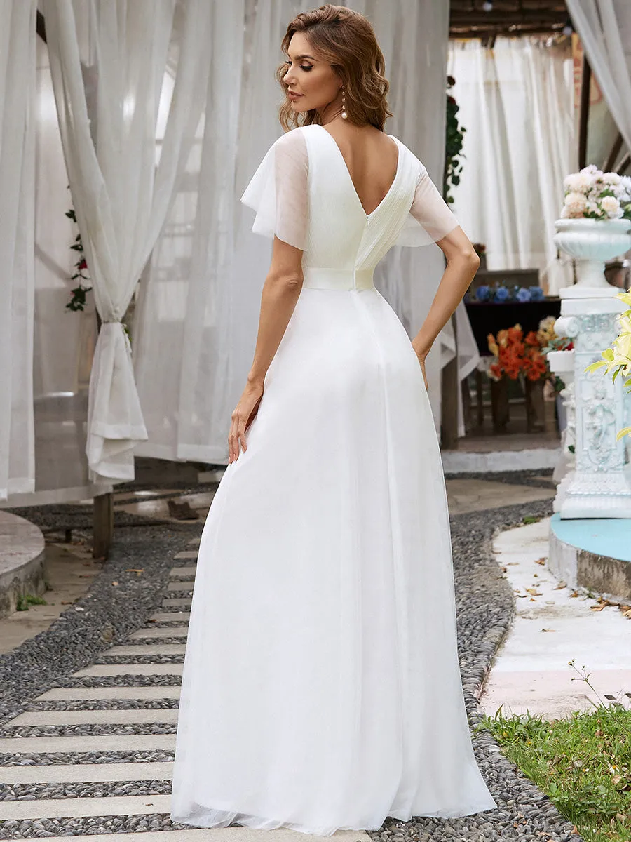 Women's V-Neck A-Line Floor-Length Wholesale Bridesmaid Dresses