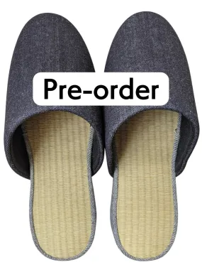 ＊ Pre-order ＊TATAMI Denim Slippers A-Type   [Black Wool Felt Sole] / Simple [Denim Hiroshima]